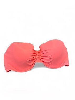 Victoria’s Secret neon coral bandeau bikini top strapless push up swim top 34DD